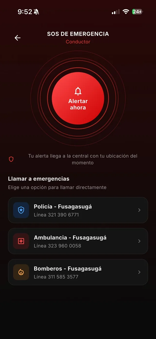 App City MotoVIP — SOS de emergencia con líneas de atención de Fusagasugá